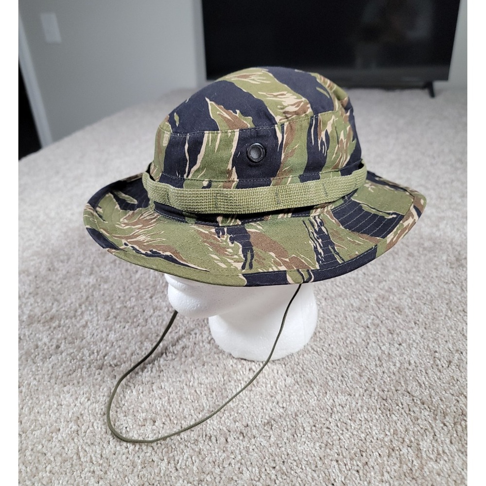 Vintage US Military Hat Boonie Sz 7 Urban Tiger Stripe Camo Bucket Cap 90s RARE